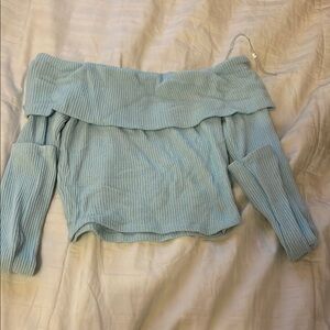 Light Blue Off-Shoulder Sweater